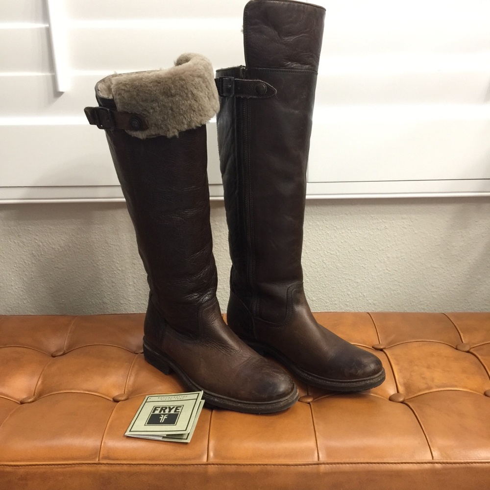 Frye Mara Over The Knee Shearling Riding Boots 7
